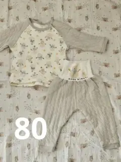 西松屋 ソフトキルト パジャマ 上下セット 腹巻き 冬用 雪だるま あったか素材