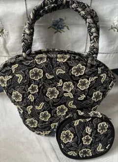 Bellasima ビーズ刺繍 ハンドバッグ ポーチ付き セットのサムネイル