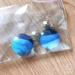 ピアス　新品未使用　ブルー　丸