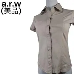 ＜美品＞a.r.w 半袖ストレッチシャツ 驚愕の伸縮性 ポケットにワンポイントのサムネイル
