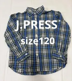 J.PRESS 青系チェック柄長袖シャツ
