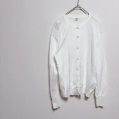 ユニクロ UVカットクルーネックカーディガン ホワイト 長袖 Mサイズ 美品