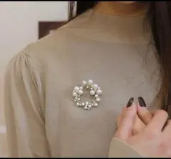 ブローチ　七五三　入学式　卒業式　高見え パールサークルブローチ