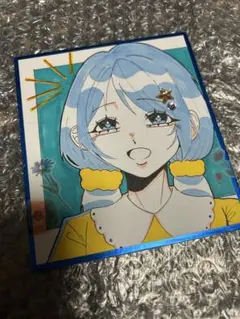 【原画】青髪キャラクターイラスト A5サイズ　色紙