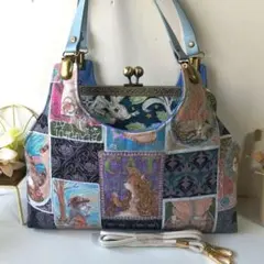 ハンドメイド ジョリーフルール 持ち手付き巾着袋 Aliceパーティー柄
