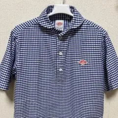 美品DANTON 丸襟半袖プルオーバーシャツ（ギンガムチェック ）38