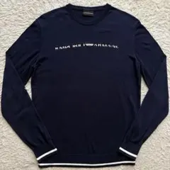 ★刺繍ロゴ 薄手★ ENPORIO ARMANI ニット セーター ネイビーのサムネイル