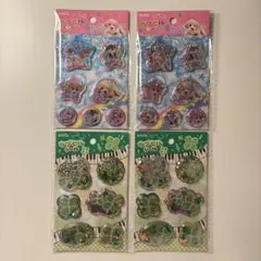 カプセルシール　 シャカシャカ 平成レトロ　 クローバー 犬 4点セット セリア