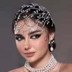 ヘッドドレス 髪飾り 社交ダンス ベリーダンス 結婚式 シルバー ラインストーン