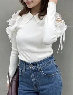 snidel プリーツフリルニットプルオーバー