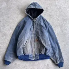 90's■カーハート【XL】アクティブジャケット 希少カラー ブルー 鬼フェード