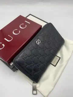 GUCCI グッチ　長財布　ブラック　黒　レザー　gg柄　エンボス　473928のサムネイル