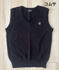 COMME CA ISM ブラック Vネック　ニットベスト 160 コムサ