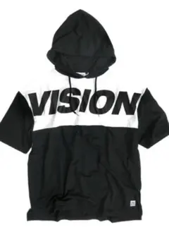 VISION STREET WEAR 5分袖パーカー ブラック 男女兼用
