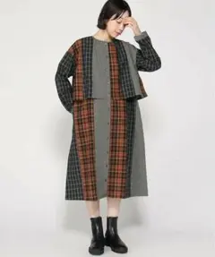 クラウドナイン　チェック　配色ワンピース