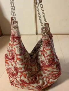 未使用　刺繍ビーズ装飾ショルダーバッグ