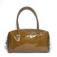 MIU MIU ミュウミュウ エナメル ハンドバッグ ブラウン ミニボストン