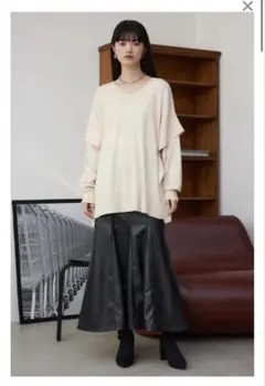 AZUL BY MOUSSY ショルダーデザインルーズニットトップス アイボリ