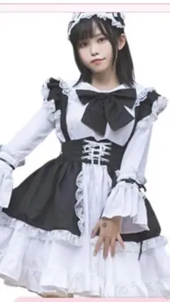 2着セット❣️MＬゴスロリメイド服コスプレ長袖ワンピース黒