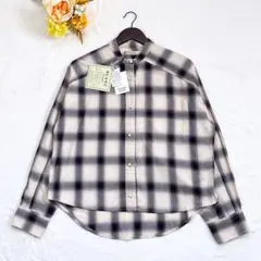 新品 BLANC basque オンブレチェックパールボタンシャツ 長袖 綿 F