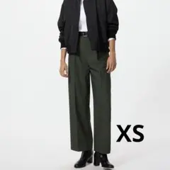 ユニクロ　タックワイドパンツ　ダークグリーン
