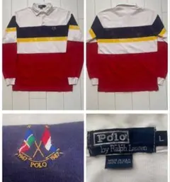 80s VTG USA製 POLO ラルフローレン cross flag XL