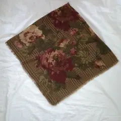 【美品】ラルフローレンスカーフチェック千鳥格子花柄ブランドフリンジ