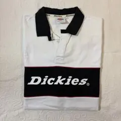 Dickies 半袖ポロシャツ XLサイズ　ホワイト×ブラック　ビッグロゴ