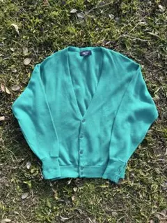 90’s アクリルカーディガン　ターコイズ　MADE IN USA ヴィンテージ