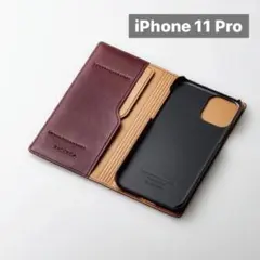 新品未開封 iPhone 11 pro 手帳型 ケース レザー マッローネA11のサムネイル
