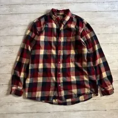 ワーク古着REDHEAD ヘビーネルシャツ L レッド系チェック　オーバーサイズ