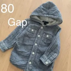ベビーギャップ 綿100% シャツ パーカー シャツ　ガーゼ ブルー