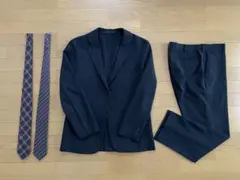 ユニクロ感動ジャケット黒&感動パンツ黒&ネクタイ（ビームス、トゥモロー）セット