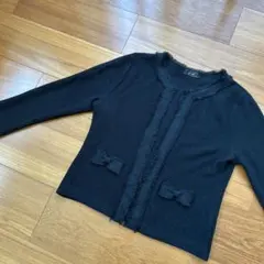 ef-de ブラックカーディガン 長袖 フリンジ加工　Mサイズのサムネイル