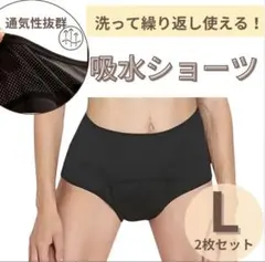 吸水ショーツ　LLサイズブラック　サニタリー　レディース　2枚 ナプキン