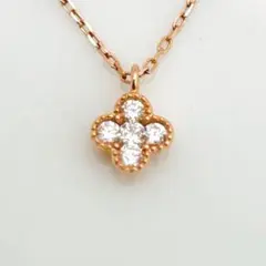 4℃ K10 ダイヤモンド 5石 クローバー ネックレス フラワー PG