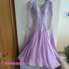 社交ダンス スタンダード ドレス M ラベンダー 紫 競技 デモ - メルカリ
