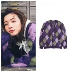 Needles カーディガン L 紫 NEEDLES（ニードルズ) QV349 V Neck Cardigan - Poly Mesh[FINAL