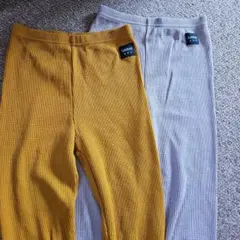 リブ編みスパッツ2枚セット（マスタード・グレー）　135