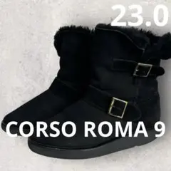 CORSO ROMA 9 ムートンブーツ ブラック ベルトデザイン 23.0