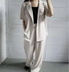 【セットアップ】ウエストマークジャケット+タックワイドパンツ