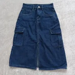 ダークデニム タイトスカート サイドポケット付 S カジュアル JEANS