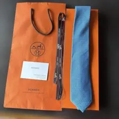 HERMES 青い幾何学模様 ネクタイ 新品未使用