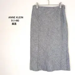 アンクライン◉タイトスカート グレー ミモレ丈 リネン混 オフィス 日本製 総柄のサムネイル