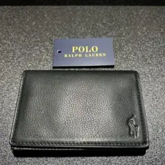 (美品)ポロラルフローレン 名刺入れ カードケース 本革 レザー 黒