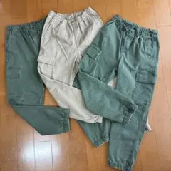 【3本セット】ユニクロ ジョガーパンツ 150cm カーキ2本、ベージュ1本