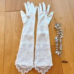ウエディング グローブ＋髪飾り