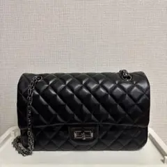 【美品】キルティング チェーンショルダーバッグ ブラック