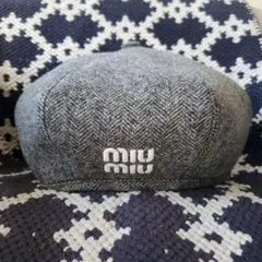 miu miu ヘリンボーン ベレー帽 グレー