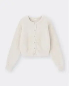 GU シャイニークルーネックカーディガン　ナチュラル